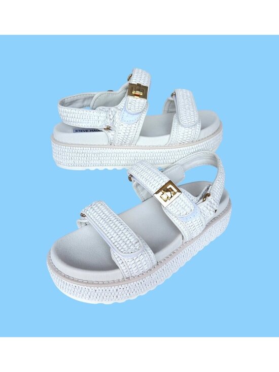 Steve Madden Shoes - Steve Madden Bigmona Platform Sandals White Raffia Women Size 8.5